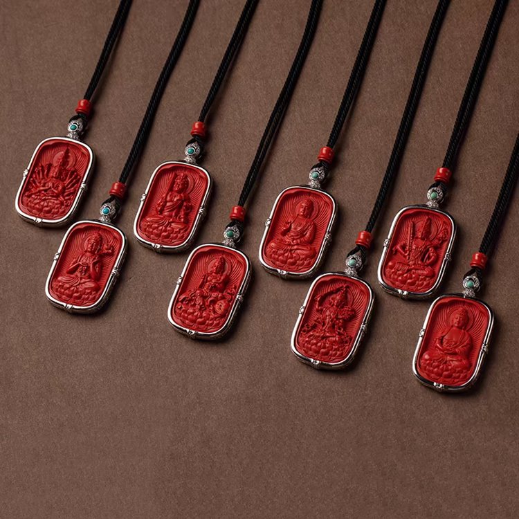 Cinnabar Red Buddha Pendant