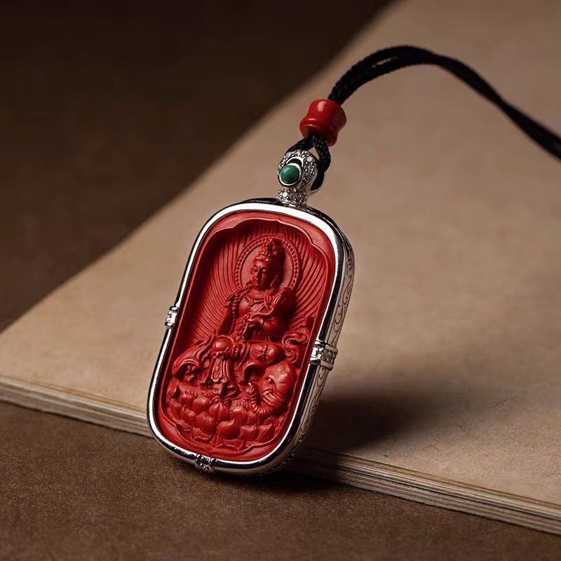 Cinnabar Red Buddha Pendant