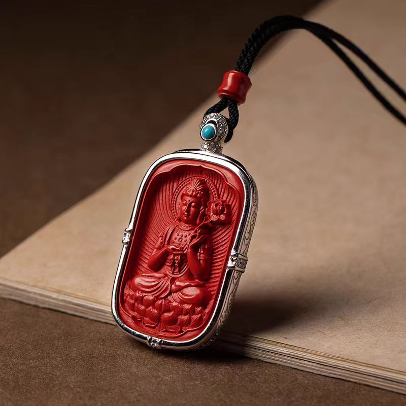 Cinnabar Red Buddha Pendant