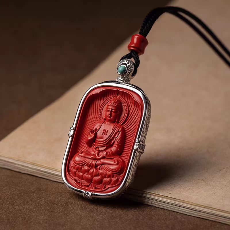 Cinnabar Red Buddha Pendant