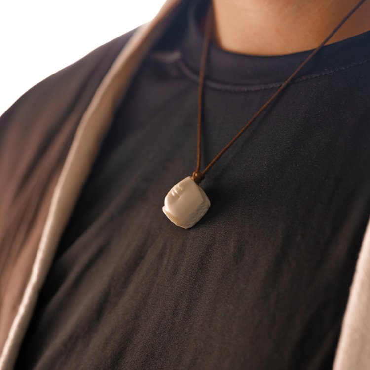 Contemporary Half-Buddha Face Mammoth Tusk Pendant