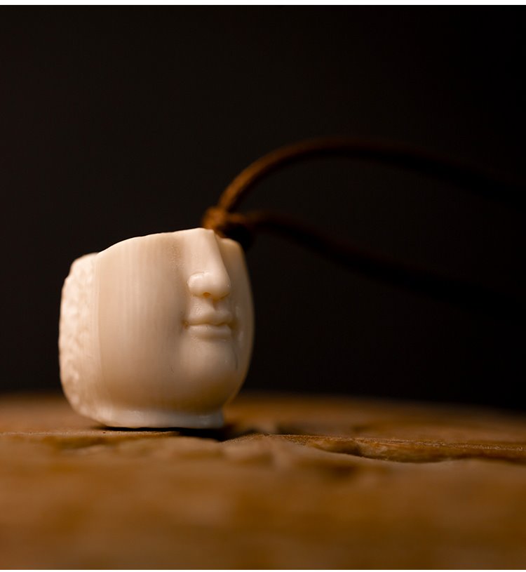 Contemporary Half-Buddha Face Mammoth Tusk Pendant