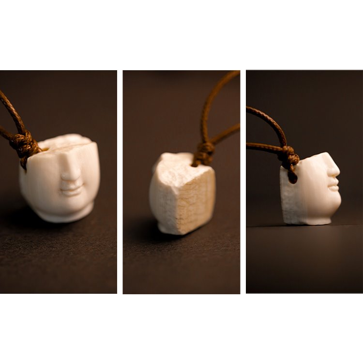 Contemporary Half-Buddha Face Mammoth Tusk Ivory Pendant