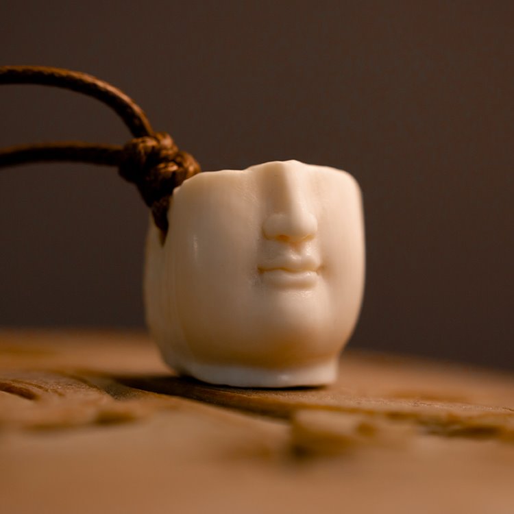 Contemporary Half-Buddha Face Mammoth Tusk Ivory Pendant