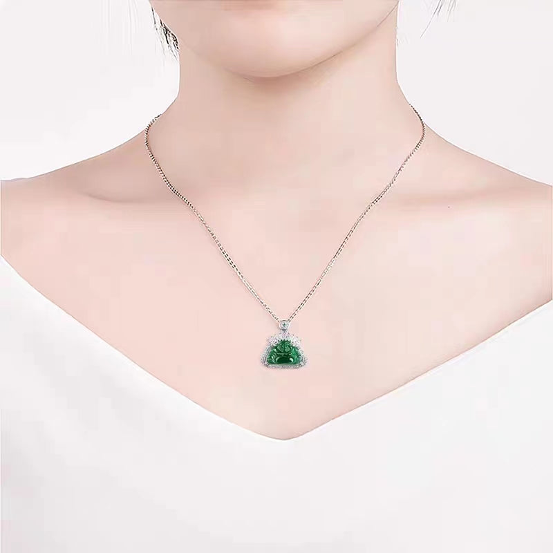 Diamond Jade Buddha Pendant