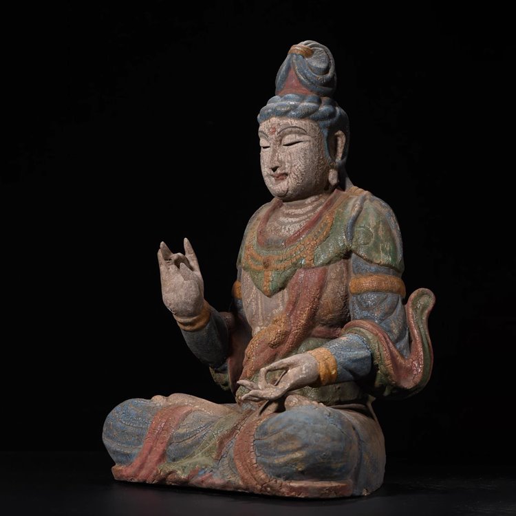 Distressed Wooden Buddha Statue