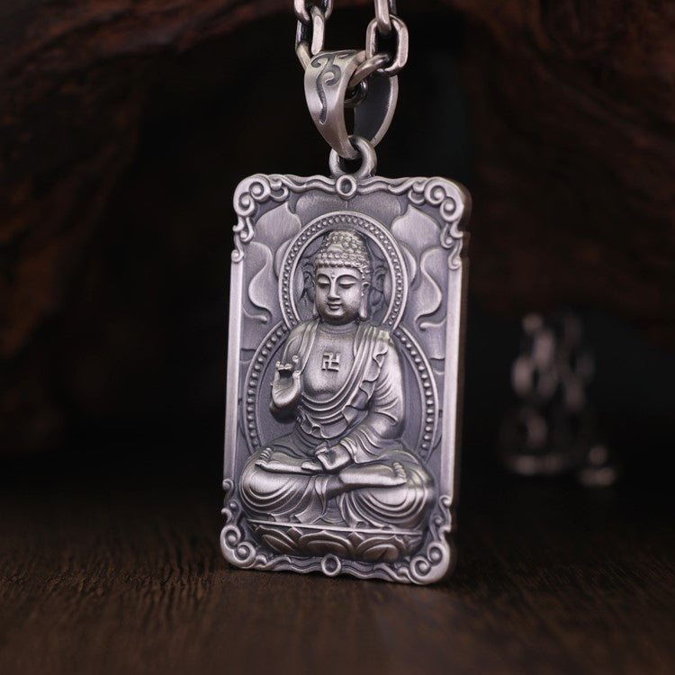 Framed Silver Buddha Pendant