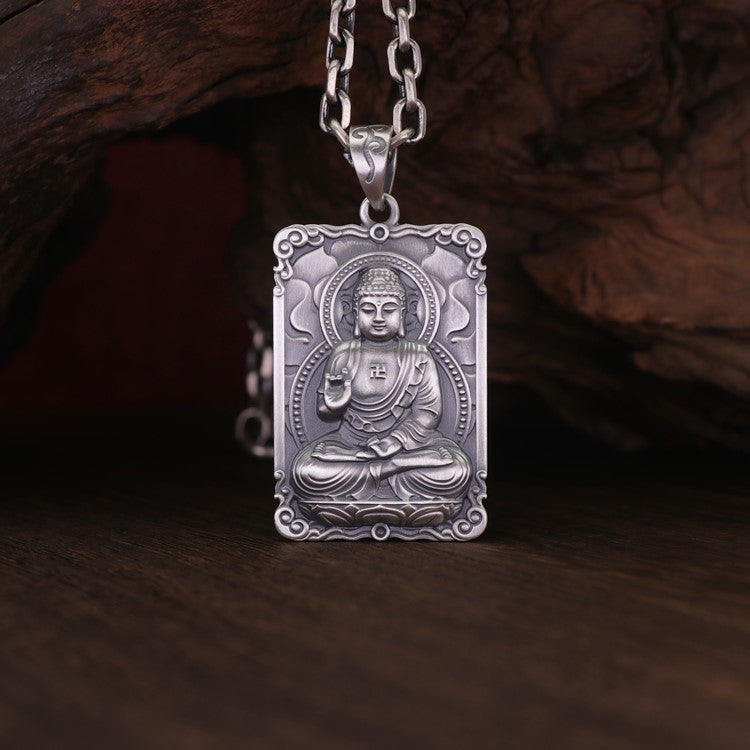 Framed Silver Buddha Pendant