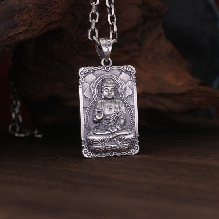 Framed Silver Buddha Pendant