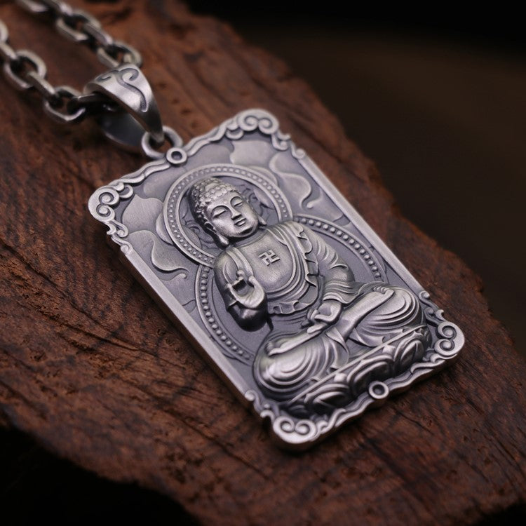 Framed Silver Buddha Pendant