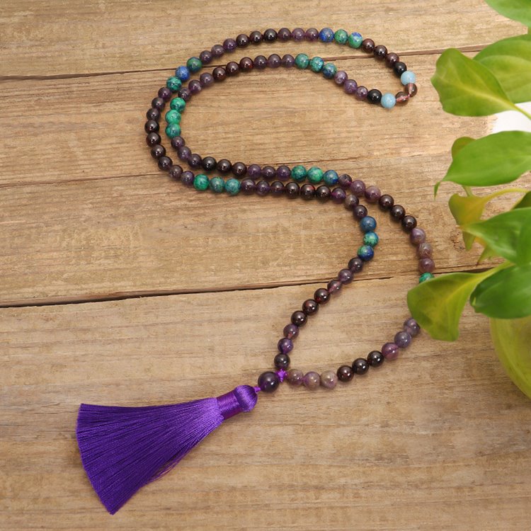 Garnet Amethyst Prayer Mala Beads