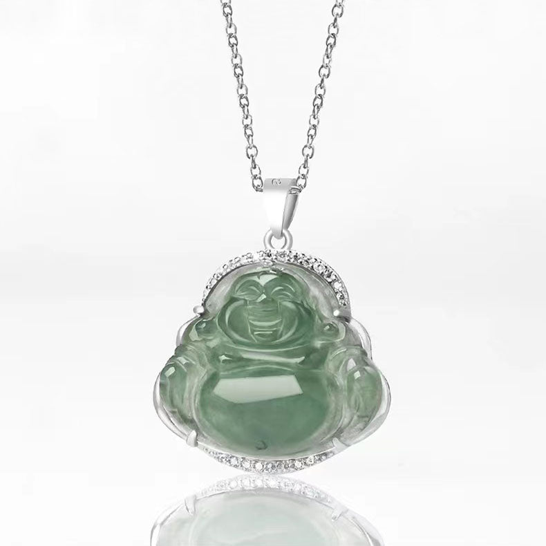 Green Jade Laughing Buddha Chain