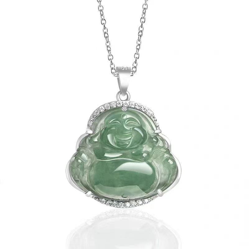 Green Jade Laughing Buddha Chain