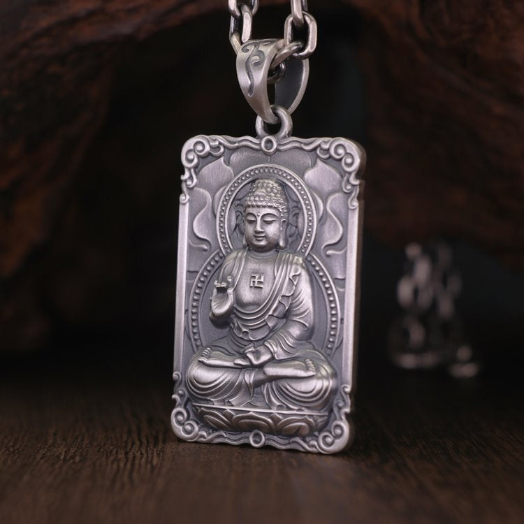 Framed Silver Buddha Pendant