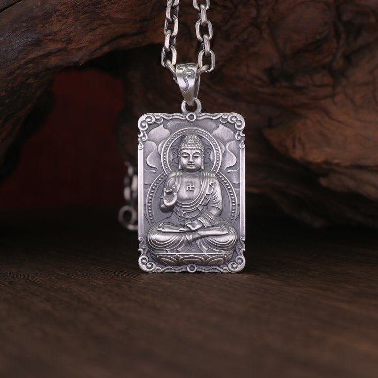 Framed Silver Buddha Pendant