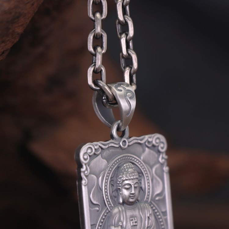 Framed Silver Buddha Pendant