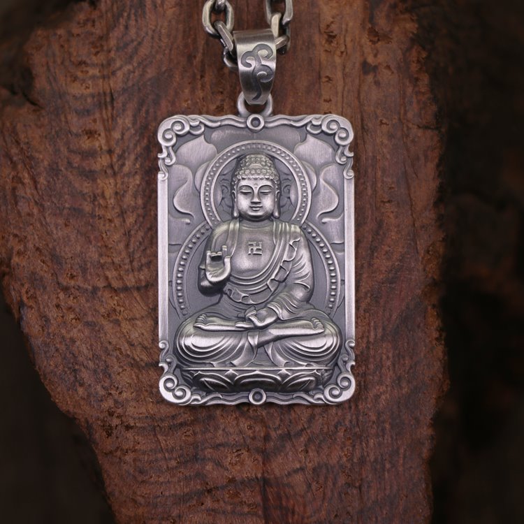 Framed Silver Buddha Pendant