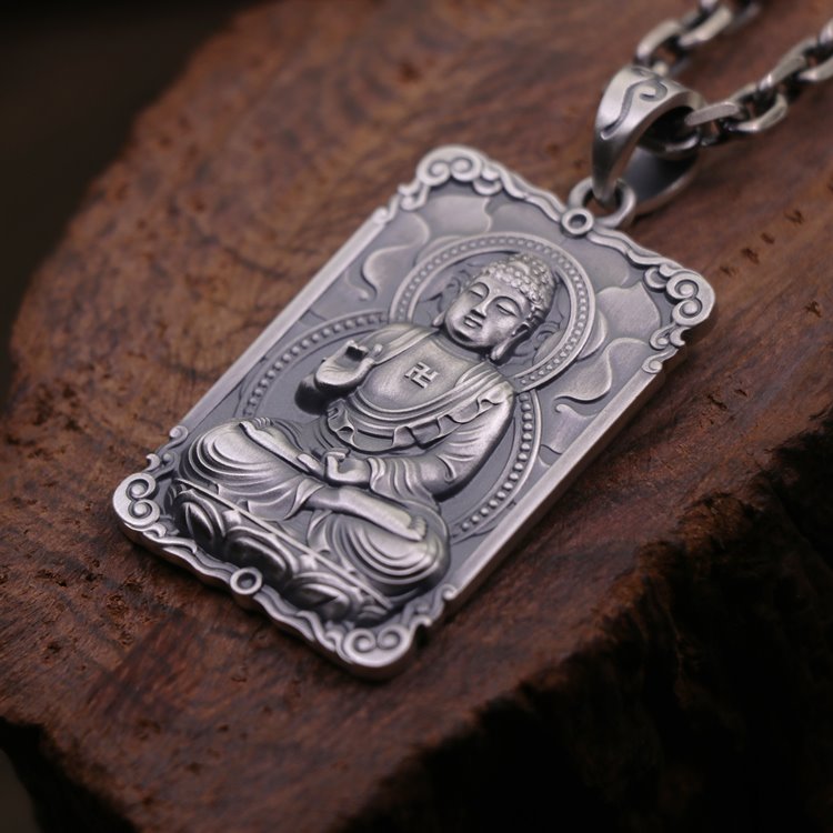Framed Silver Buddha Pendant