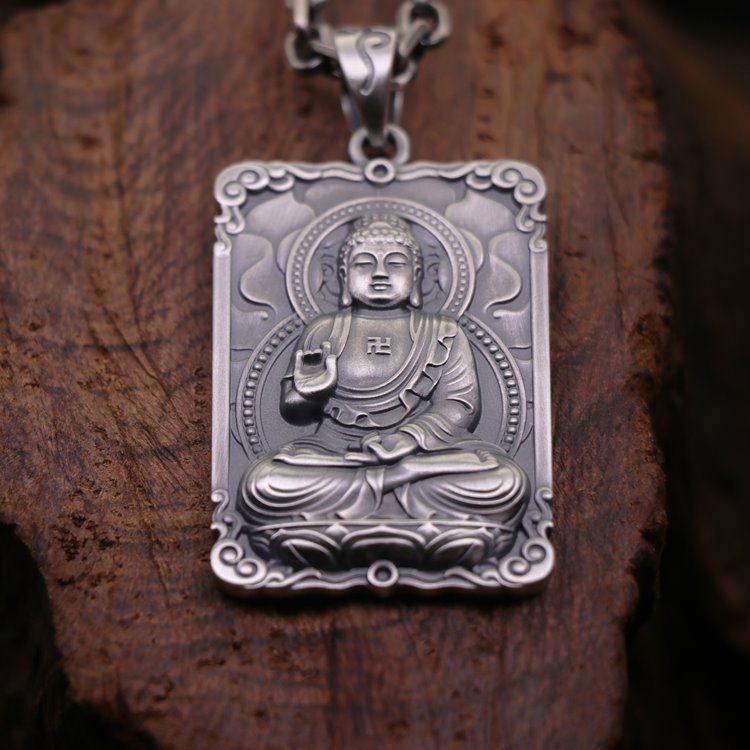 Framed Silver Buddha Pendant