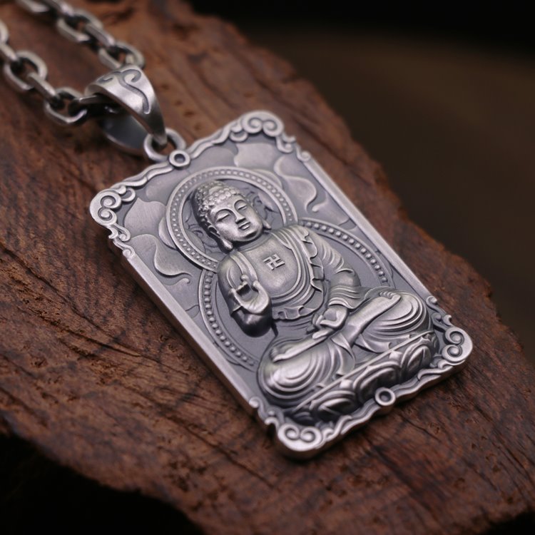 Framed Silver Buddha Pendant