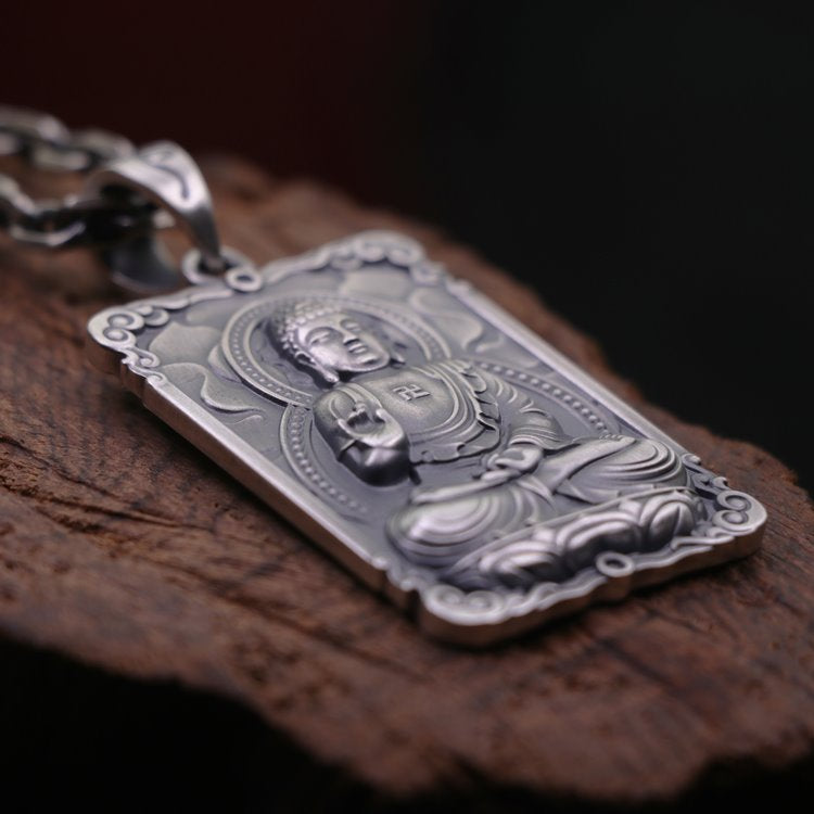 Framed Silver Buddha Pendant