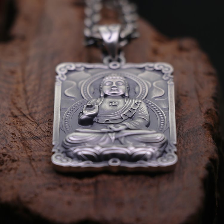 Framed Silver Buddha Pendant