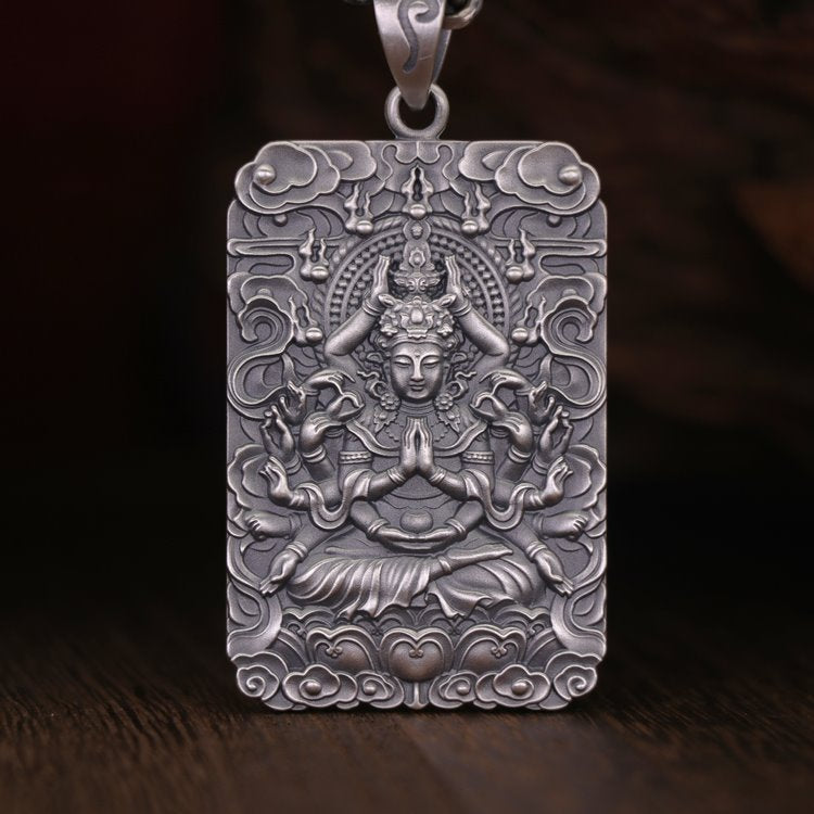 Framed Thousand Hands Guan Yin Pendant