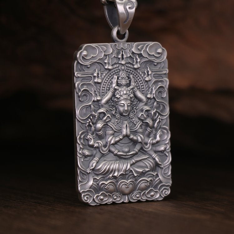Framed Thousand Hands Guan Yin Pendant