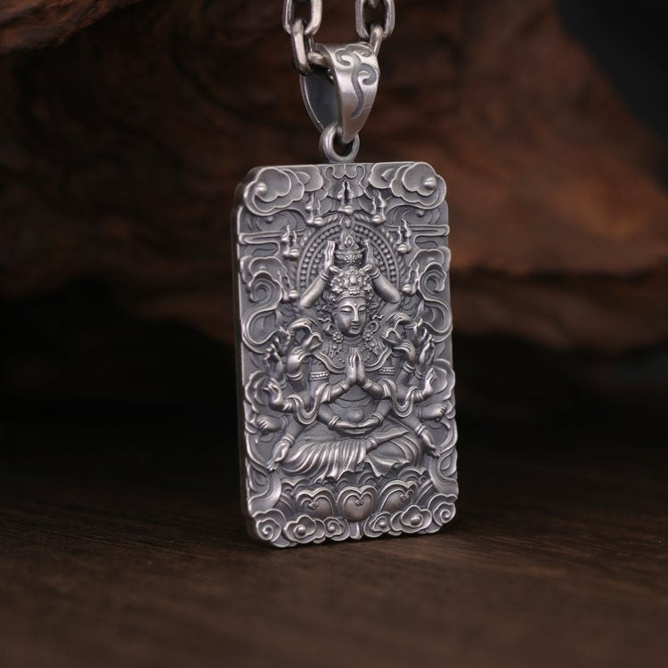 Framed Thousand Hands Guan Yin Pendant