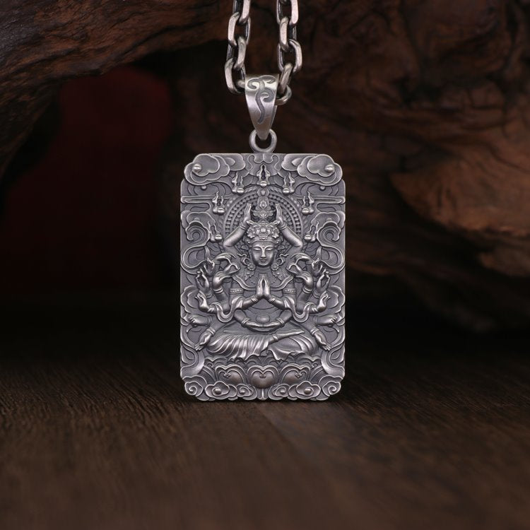 Framed Thousand Hands Guan Yin Pendant
