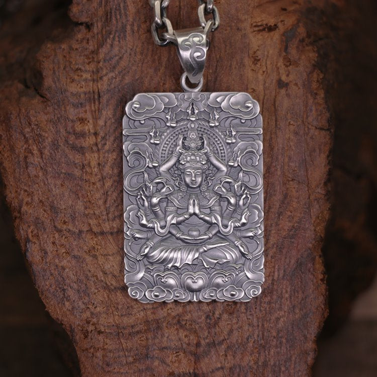 Framed Thousand Hands Guan Yin Pendant