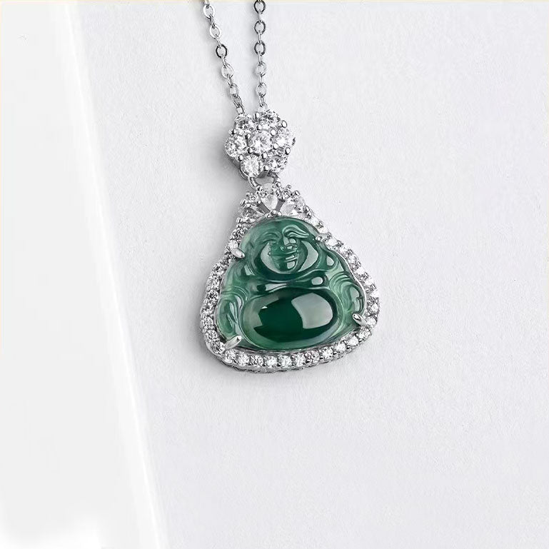 Iced Out Jade Buddha Pendant