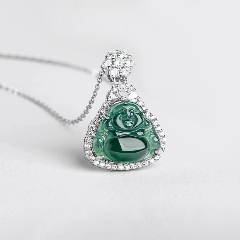 Iced Out Jade Buddha Pendant