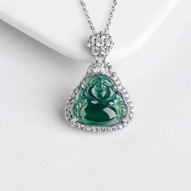 Iced Out Jade Buddha Pendant