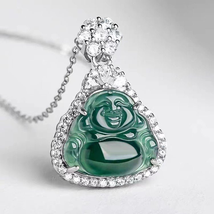 Iced Out Jade Buddha Pendant