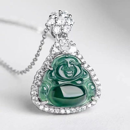 Iced Out Jade Buddha Pendant