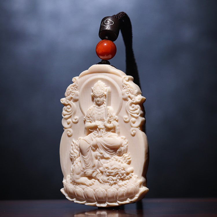 Inner Fortitude Ivory Manjushri Lion Pendant