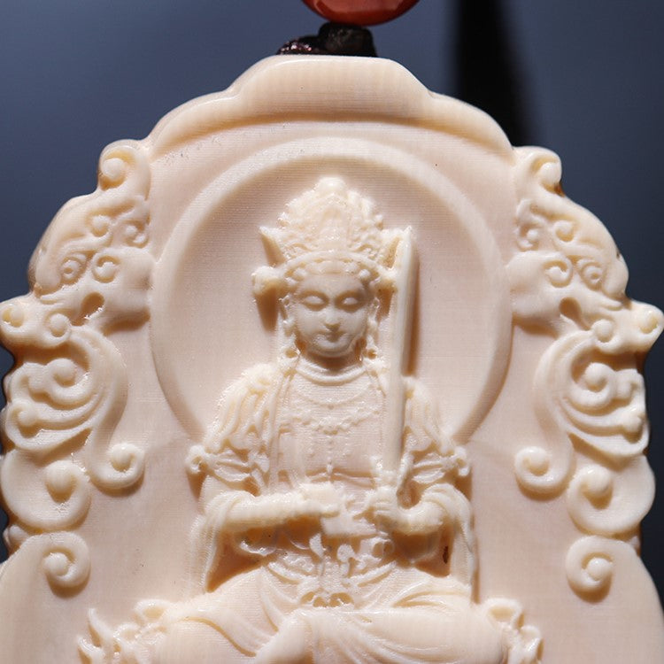 Inner Fortitude Ivory Manjushri Lion Pendant