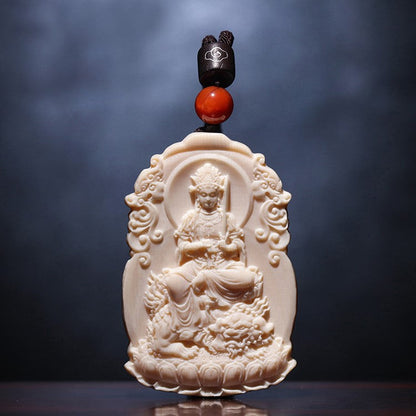 Inner Fortitude Ivory Manjushri Lion Pendant