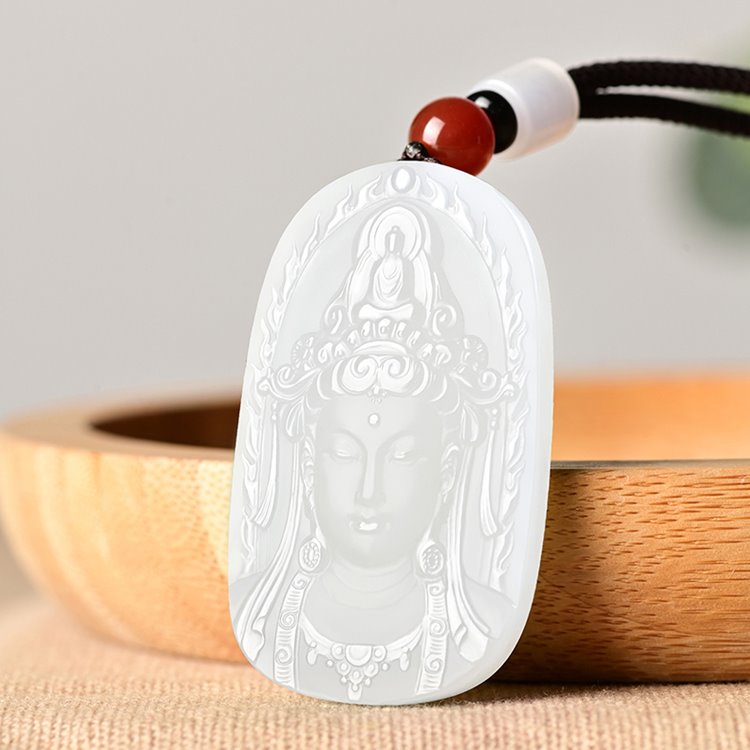 Jade Oval Kuan Yin Pendant