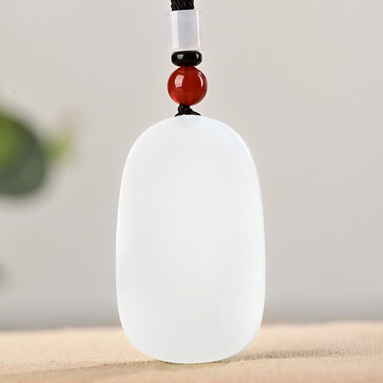 Jade Oval Kuan Yin Pendant