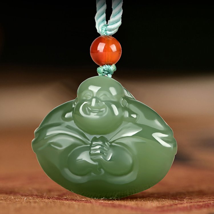 Lady Buddha Jade Pendant Light Green Nephrite Jade Mantrapiece