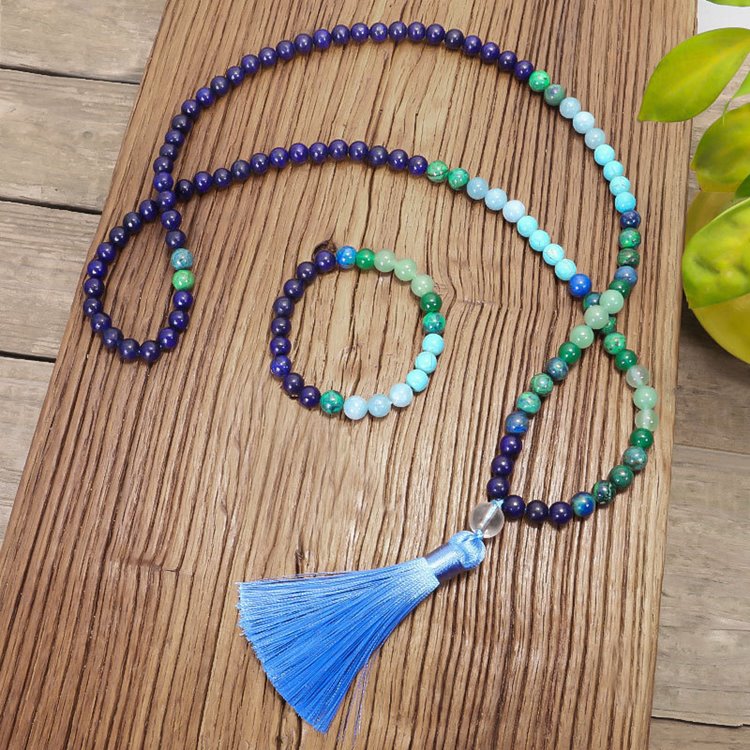 Lapis Lazuli Yoga Mala Necklace