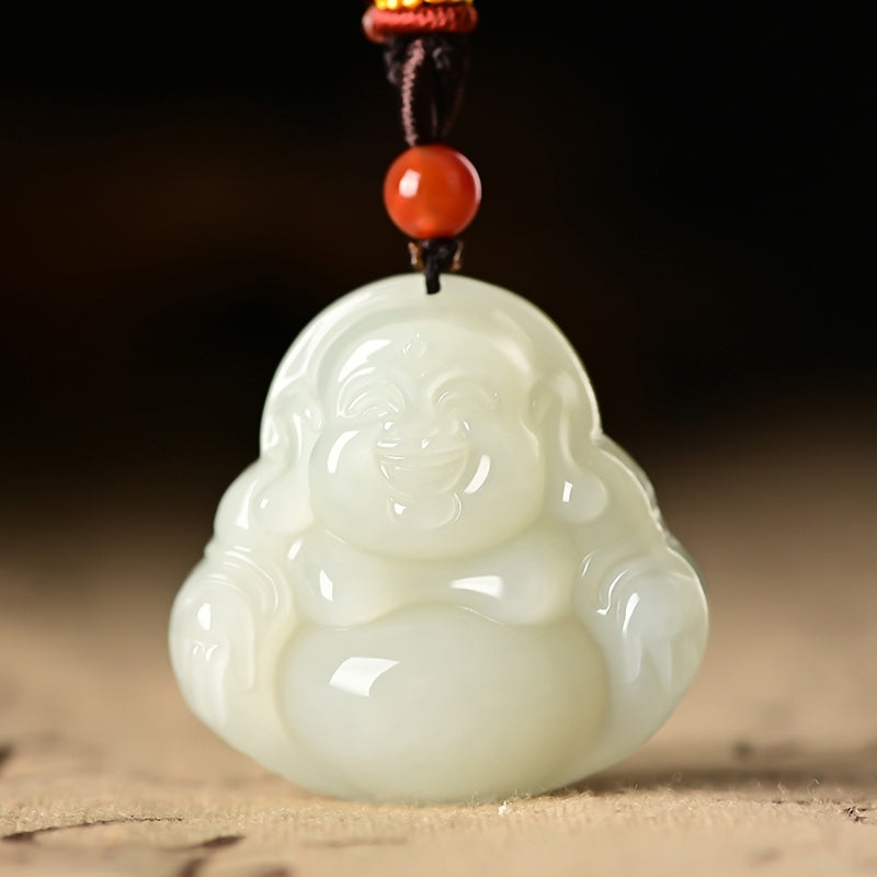 Laughing Buddha Jade Necklace