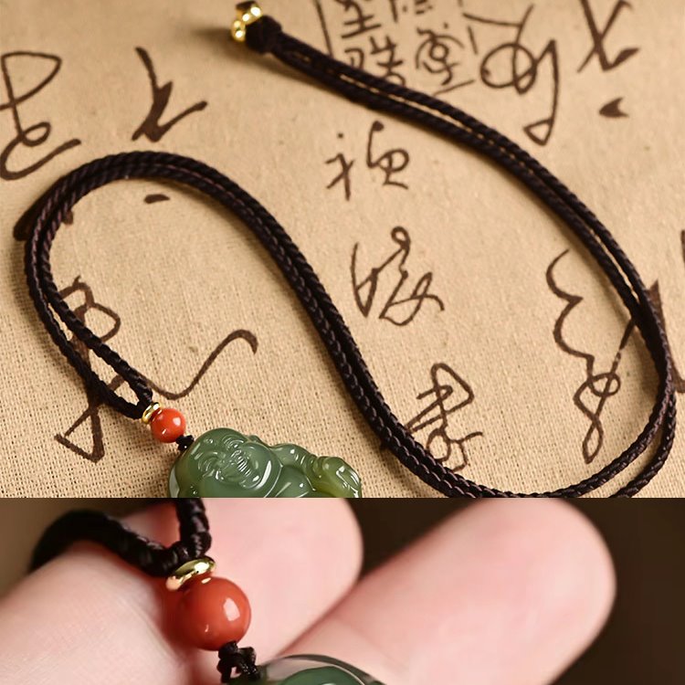 Laughing Buddha Jade Necklace