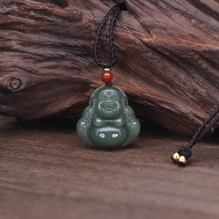 Laughing Buddha Jade Necklace