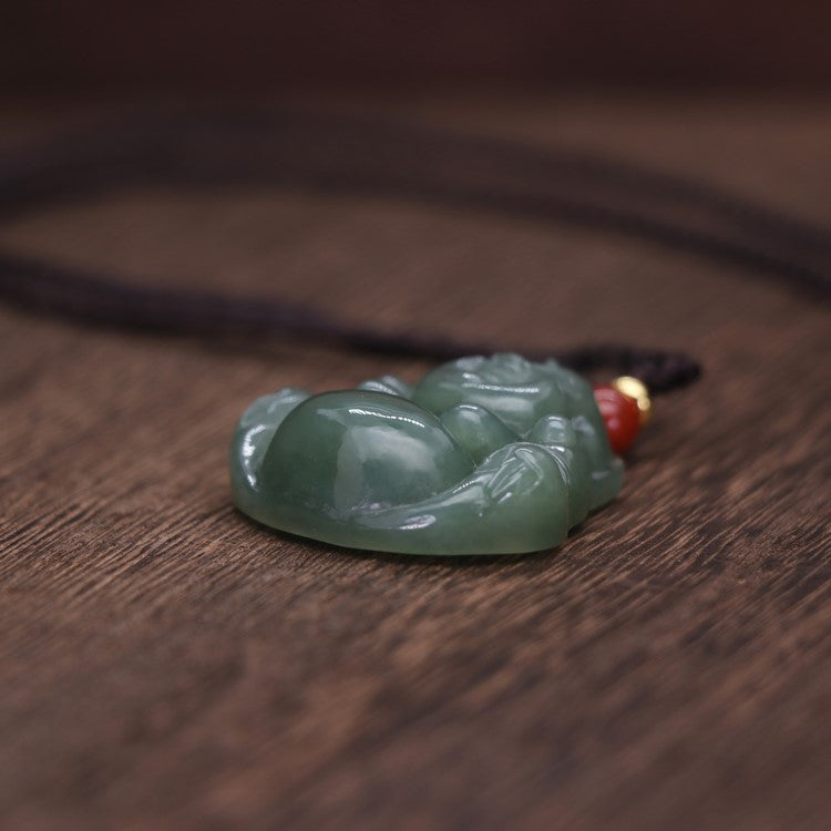 Laughing Buddha Jade Necklace