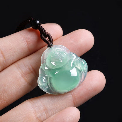 Light Green Jade Laughing Buddha Pendant