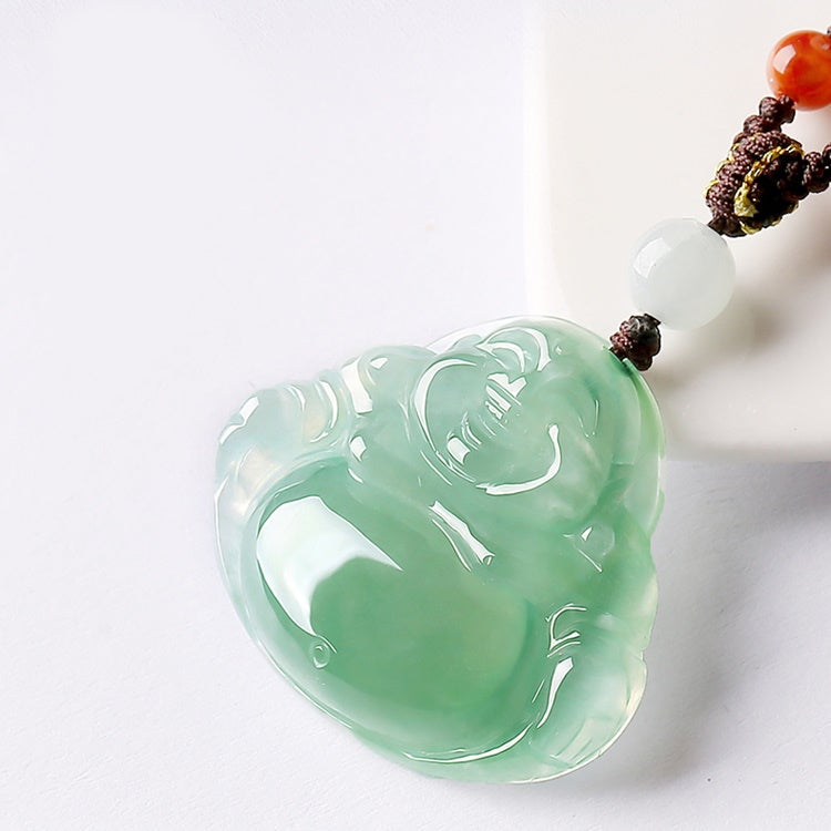 Real Jade Buddha Necklace: Beautiful Light Green - Main Image