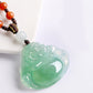 Light Green Real Jade Laughing Buddha Necklace